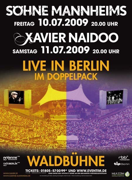 Söhne Mannheims/Xavier Naidoo: Live in Berlin - Im Doppelpack - 2009